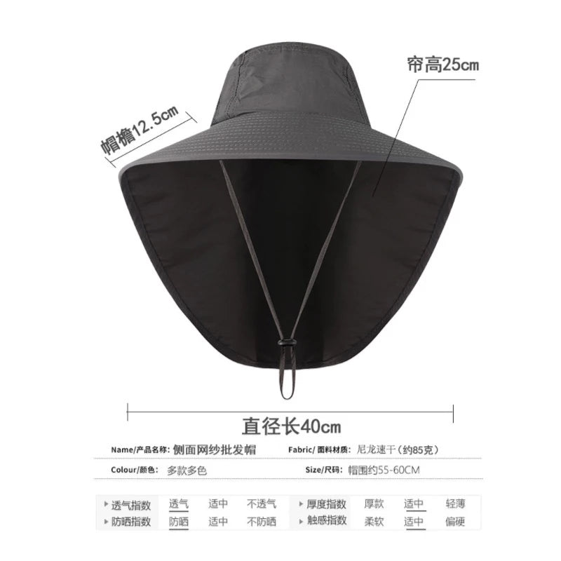 Breathable Water proof Sun Protection Bucket Hat For Men/Women with Integrated Neck Protection