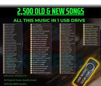 USB Flash Drive 2500 Music Old & New Songs