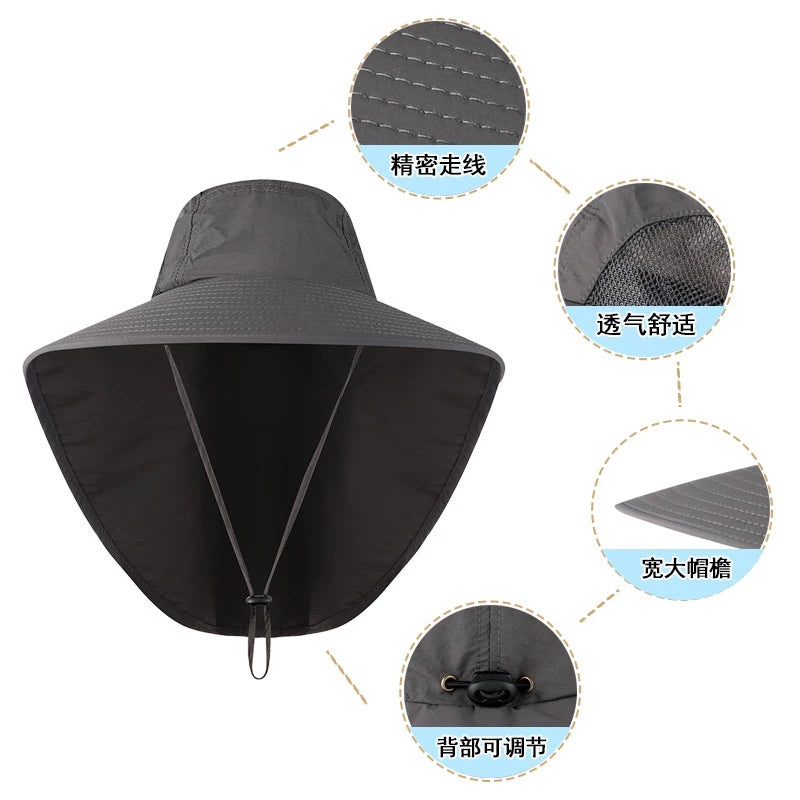 Breathable Water proof Sun Protection Bucket Hat For Men/Women with Integrated Neck Protection