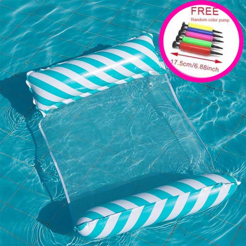 Durable Inflatable Swimming Floating Hammock Bed Water Backrest Free Pump