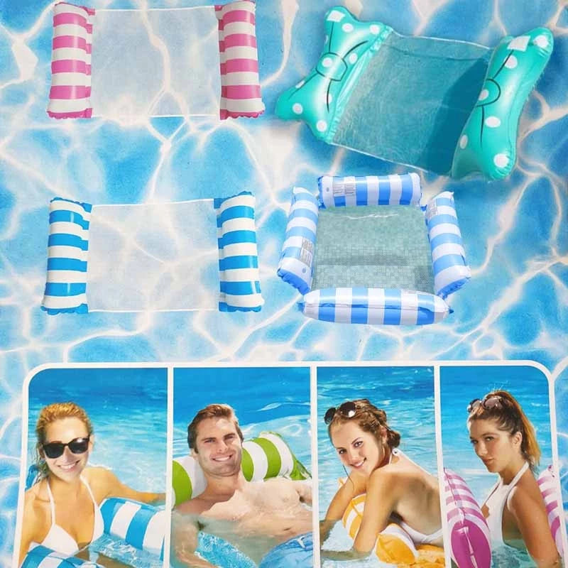 Durable Inflatable Swimming Floating Hammock Bed Water Backrest Free Pump