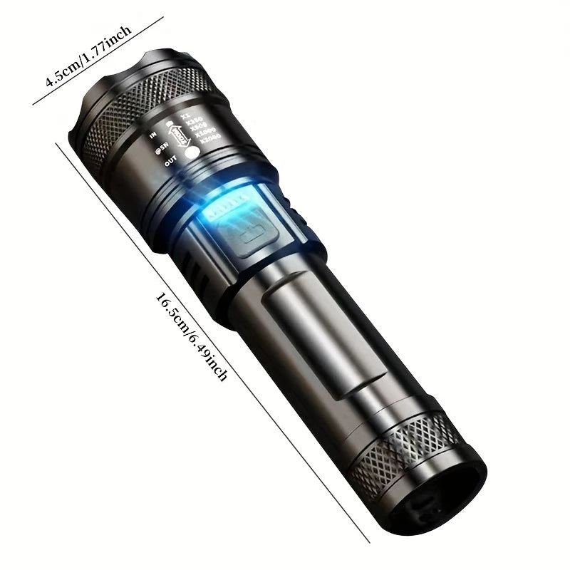 Multifunctional Waterproof Super Bright Zoom LED Flashlight With Emergency Powerbank