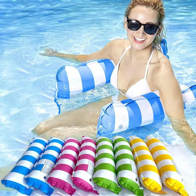 Durable Inflatable Swimming Floating Hammock Bed Water Backrest Free Pump