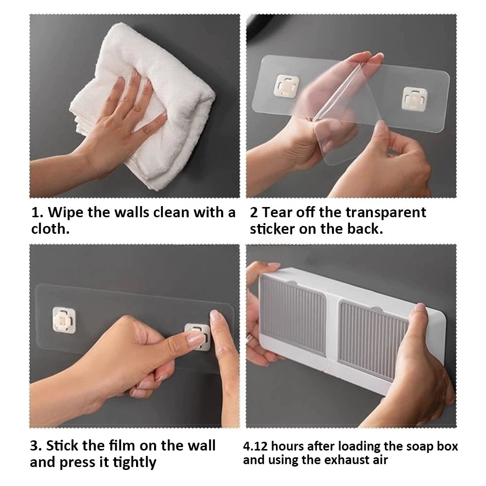 Wall Mounted 2-layer Soap Holder Organizer with Drain and Cover Punch-free