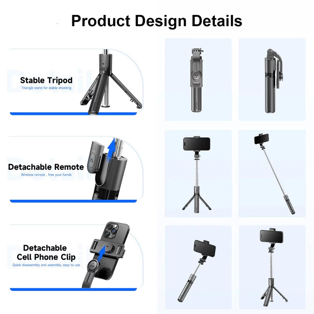 3 IN 1 Wireless Bluetooth Selfie Stick Tripod Monopod Stand Phone Holder With Remote Control