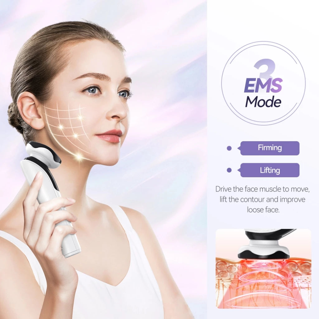EMS Face Massager Multi-Polar Skin Firming V Shape Red Blue LED Light Therapy Face