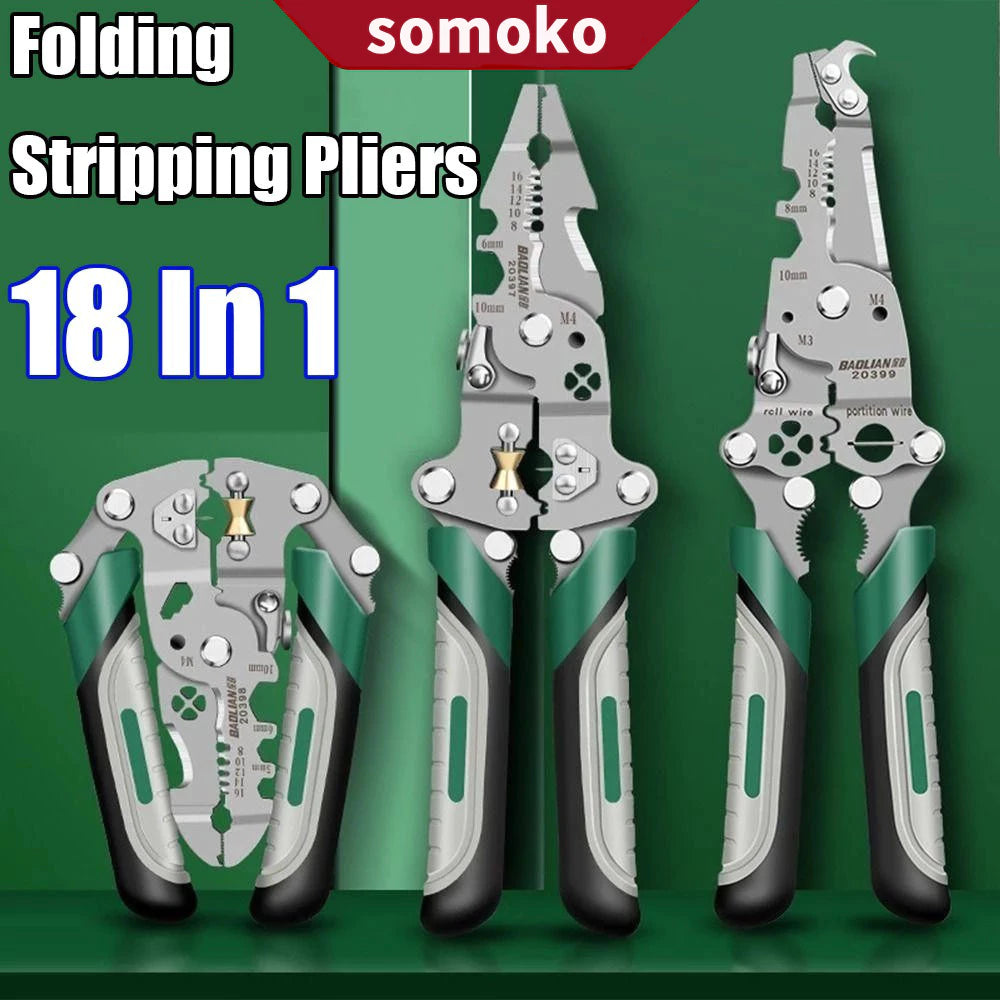 18 In 1 Foldable Pliers Wire Stripper
