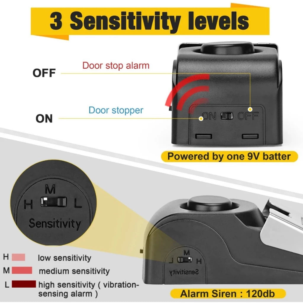Metal Door Stop Alarm Safety Alert