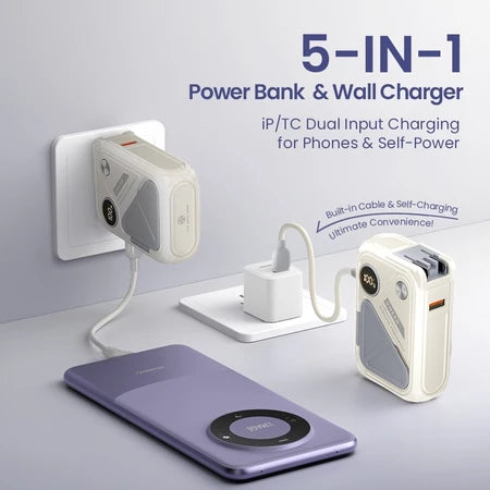 UNEED MAGNETIC POWERBANK Wireless Fast Charging PD 35W Built In Cable Original Power Bank