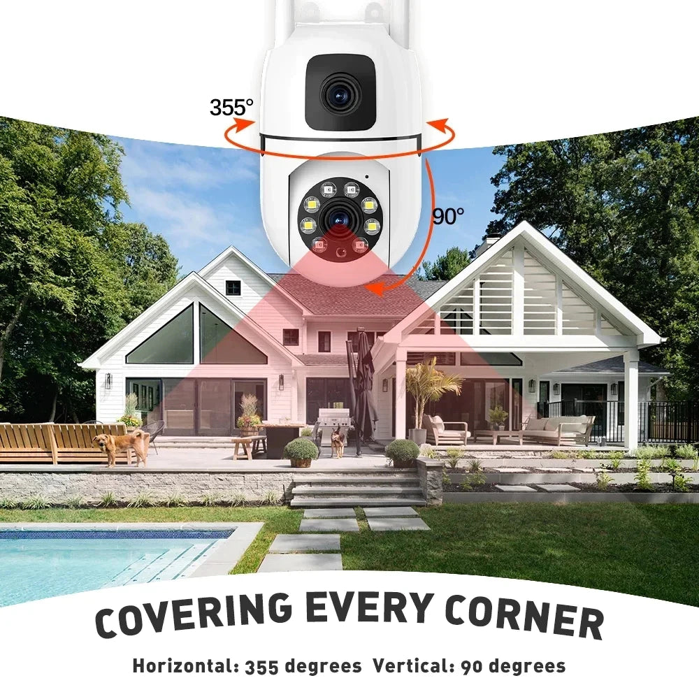 Waterproof Outdoor CCTV Dual Lens Camera No WIFI Needed Connect to Cellphone