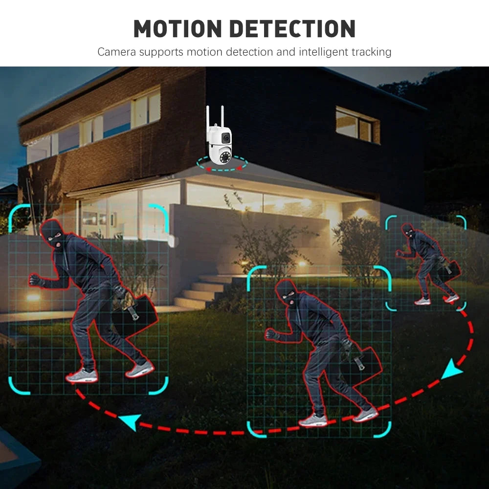 Waterproof Outdoor CCTV Dual Lens Camera No WIFI Needed Connect to Cellphone