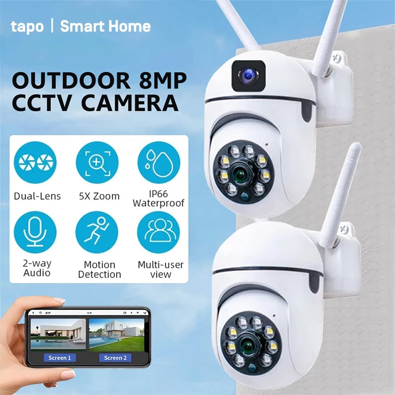 Waterproof Outdoor CCTV Dual Lens Camera No WIFI Needed Connect to Cellphone