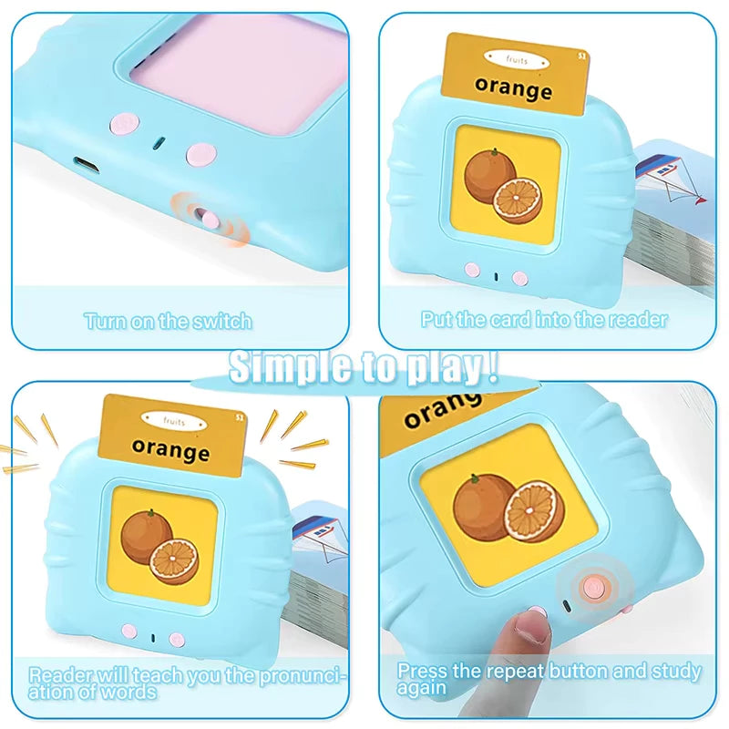 112 Cards Portable Flash Card Reader Early Education Pronunciation Oral learning Card Machine Kids Educational