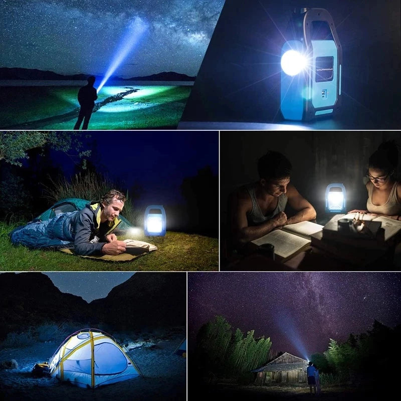 3 IN 1 Rechargeable Solar Power LED Light With Power Bank