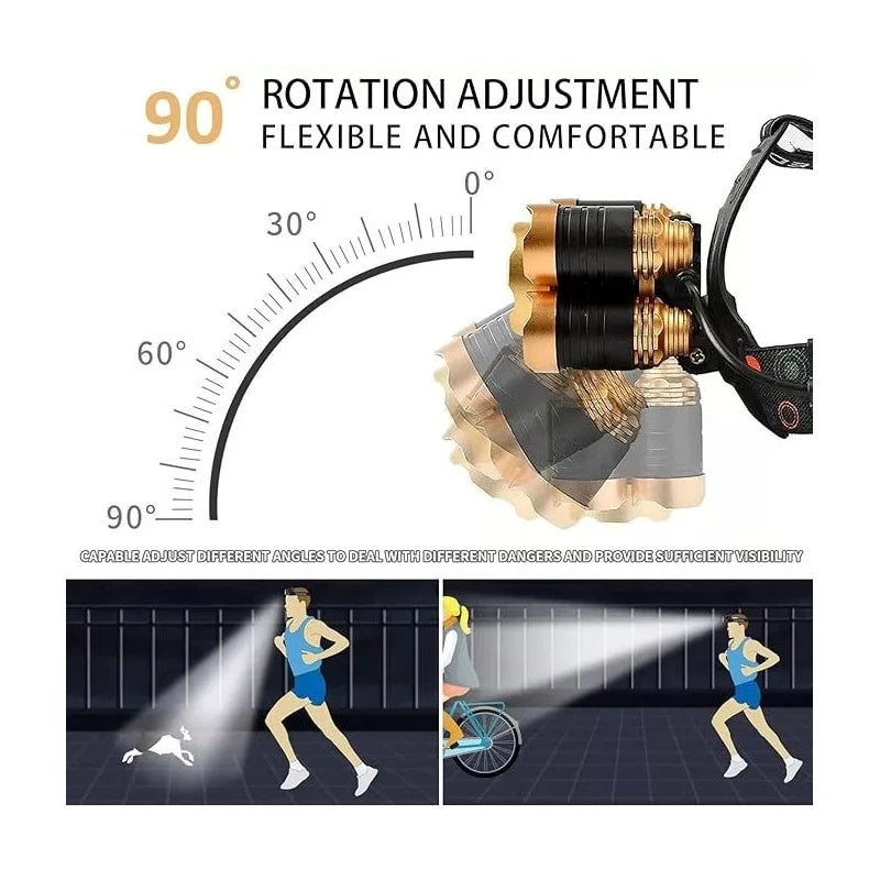 Portable Rechargeable 5 LED Adjustable Waterproof Headlamp Flashlight