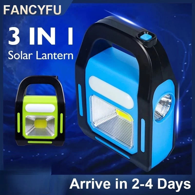 3 IN 1 Rechargeable Solar Power LED Light With Power Bank