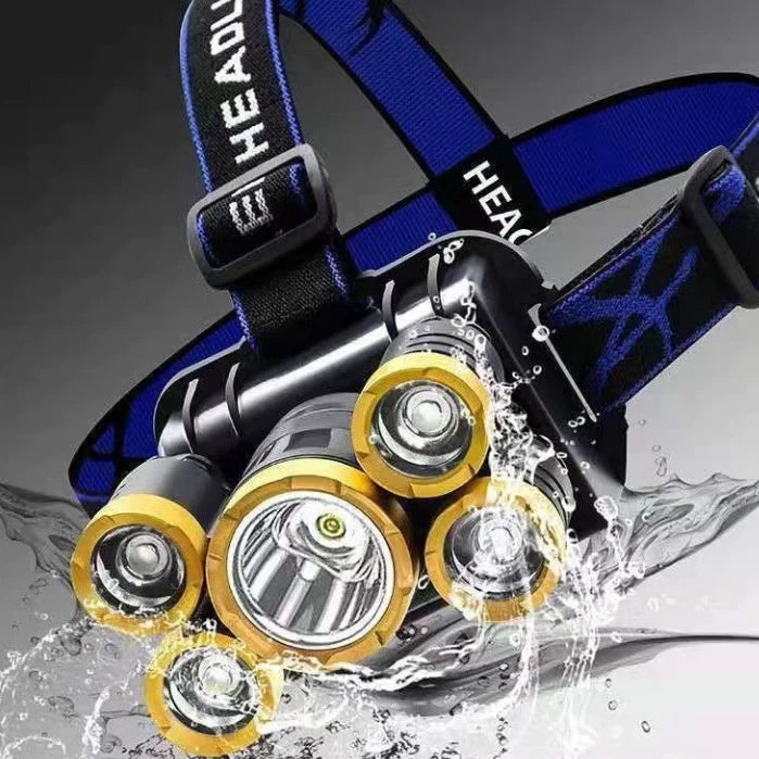 Portable Rechargeable 5 LED Adjustable Waterproof Headlamp Flashlight