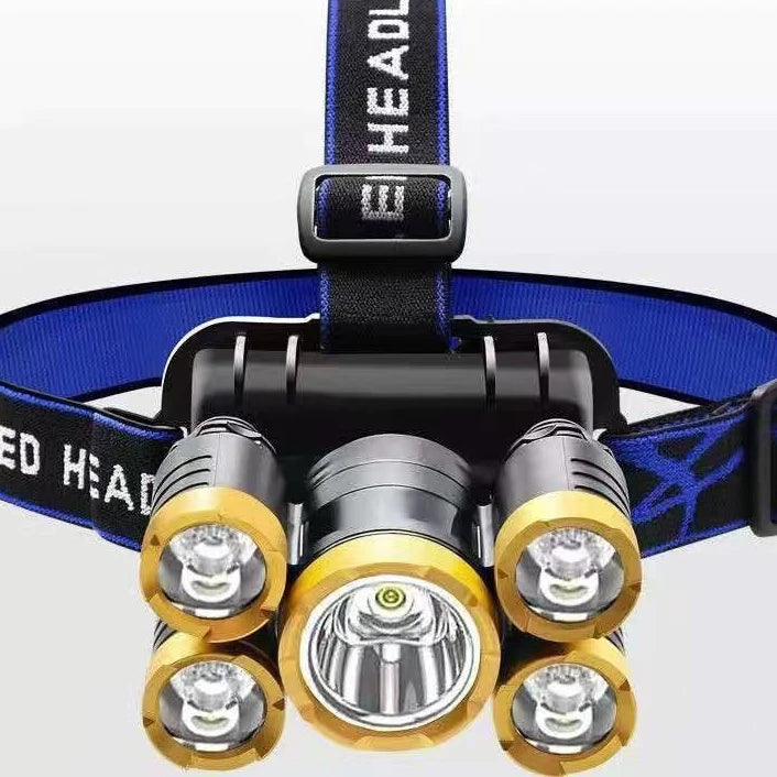 Portable Rechargeable 5 LED Adjustable Waterproof Headlamp Flashlight