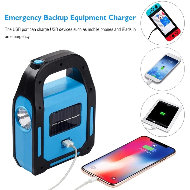 3 IN 1 Rechargeable Solar Power LED Light With Power Bank