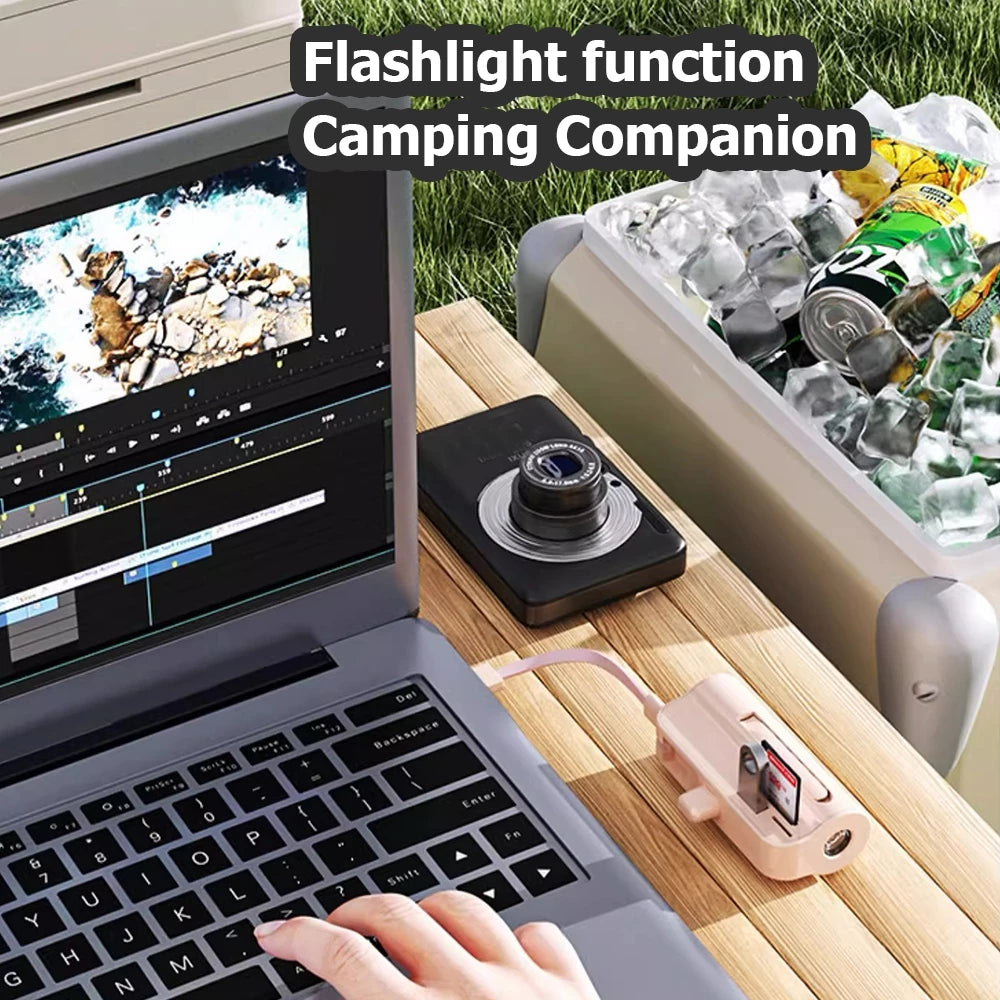 5000mah Portable Mini Powerbank for Iphone & Android Phone Built in Cable