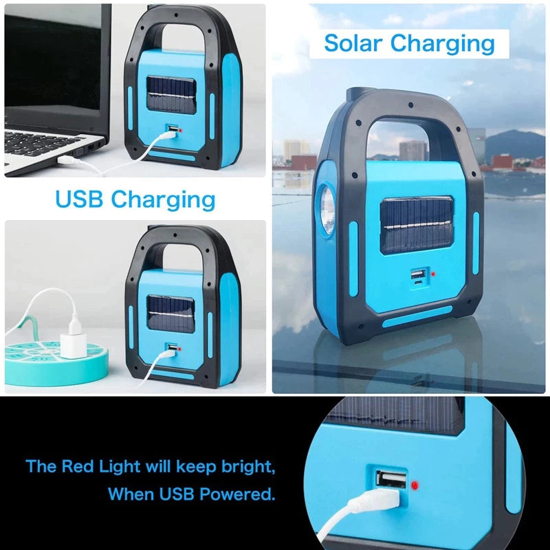 3 IN 1 Rechargeable Solar Power LED Light With Power Bank