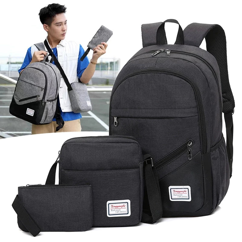 3IN1 SET Backpack with Sling Bag & Pouch Bag