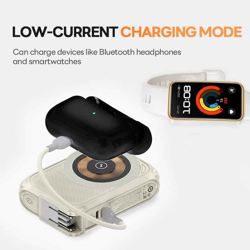 Magnetic Power Bank Fast Charging Wireless With Built-in Cable Portable Charger