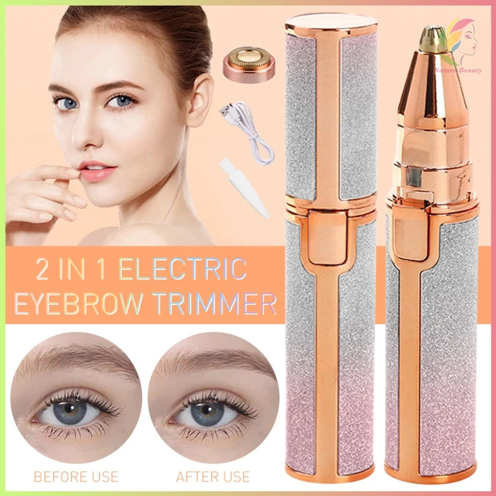 Upgraded 2-in-1 USB Rechargeable Automatic Eyebrow Trimmer Multi-functional Hair removal
