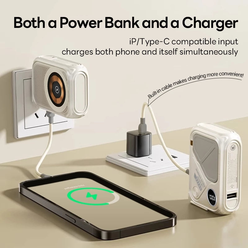 Magnetic Power Bank Fast Charging Wireless With Built-in Cable Portable Charger