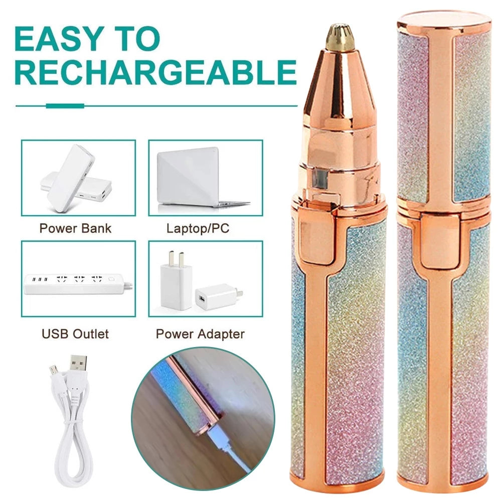 Upgraded 2-in-1 USB Rechargeable Automatic Eyebrow Trimmer Multi-functional Hair removal