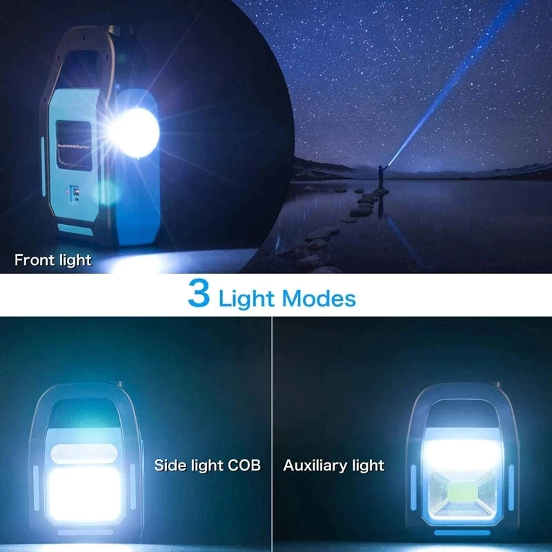 3 IN 1 Rechargeable Solar Power LED Light With Power Bank