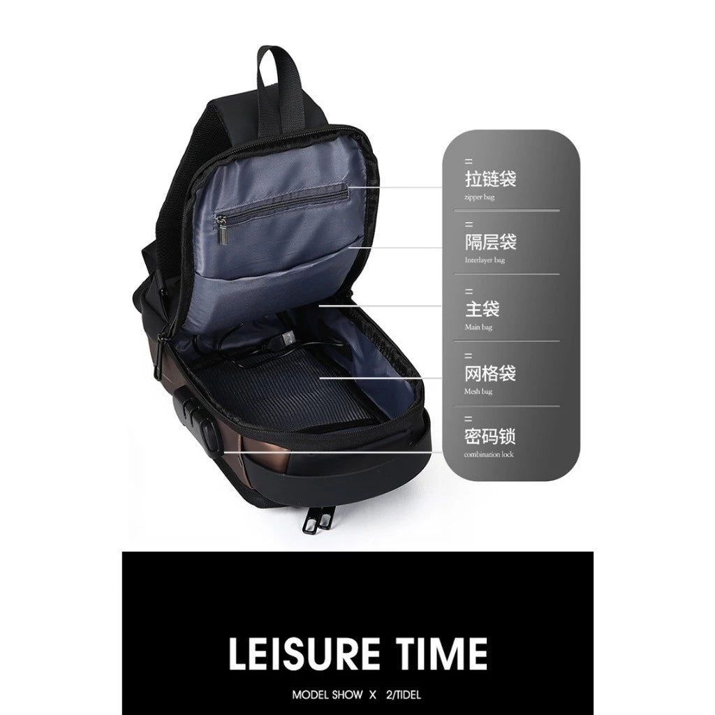 Waterproof Anti- Theft Password Lock Sling & Chest Bag