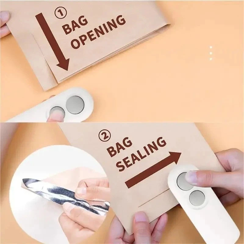 2 In 1 Portable Rechargeable Heat Sealer Kitchen Mini Bag Sealing Machine