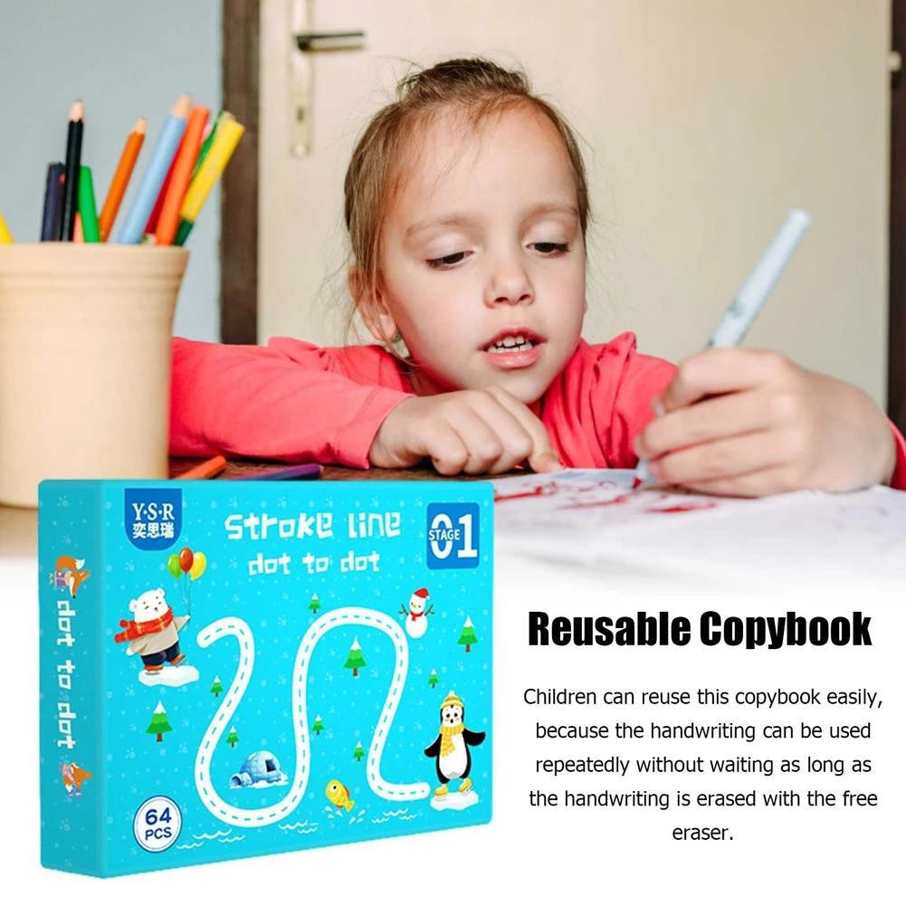 32 Pages Erasable Pen Tracing Learning Workbook
