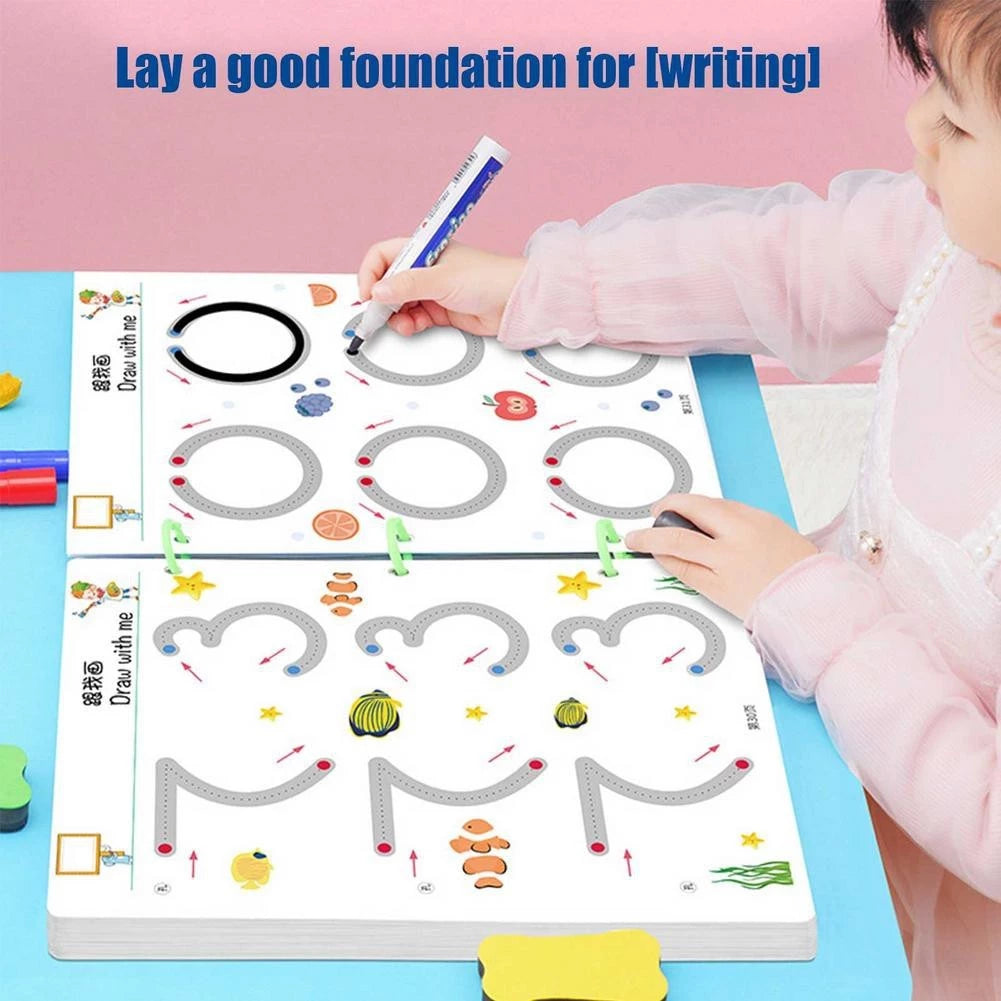 32 Pages Erasable Pen Tracing Learning Workbook