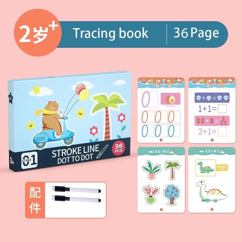 32 Pages Erasable Pen Tracing Learning Workbook