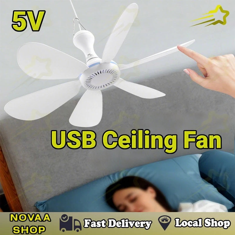 Portable USB Ceiling Fan with - 6 Blades