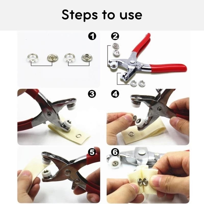 100 Pcs Snap Button Pliers Set tools With Fastener Frame Connection