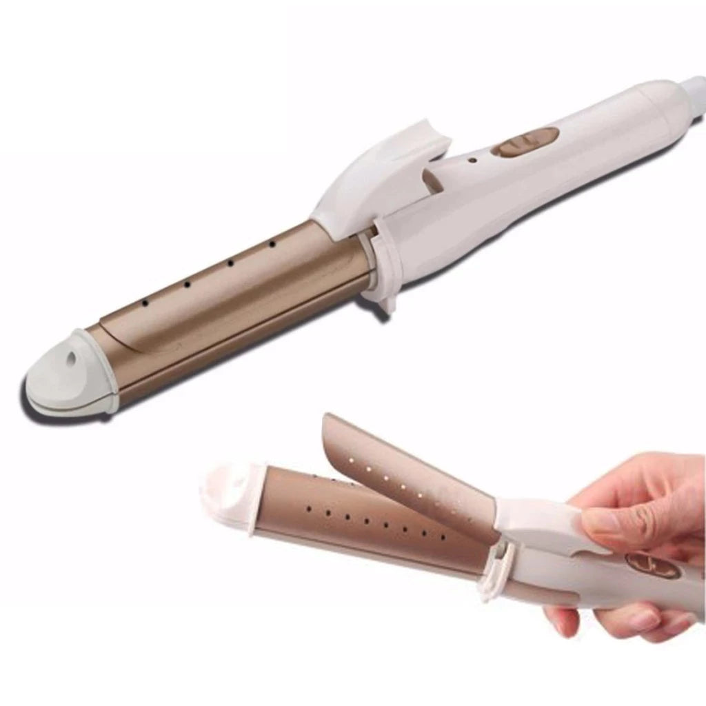2 in 1 Hair Straightener And Curler Iron Brown