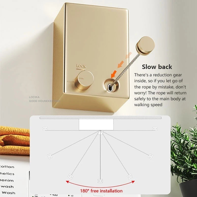 Invisible Retractable Clothesline - Wall-Mounted 4.2M
