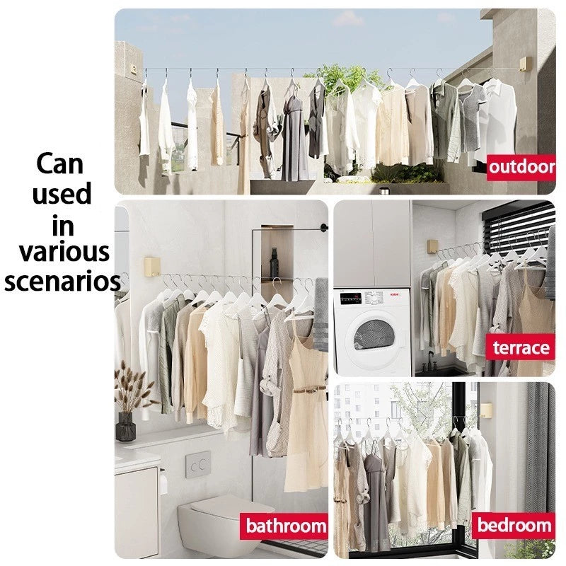 Invisible Retractable Clothesline - Wall-Mounted 4.2M