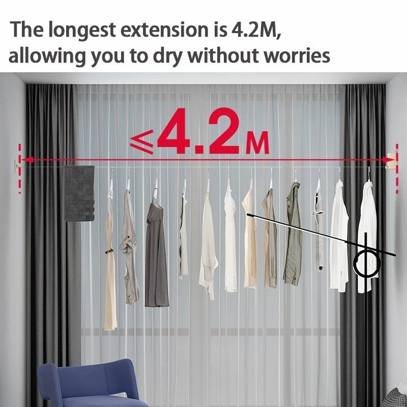 Invisible Retractable Clothesline - Wall-Mounted 4.2M