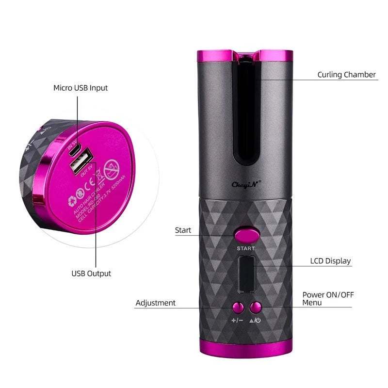 PORTABLE USB RECHARGEALBE HAIR CURLER