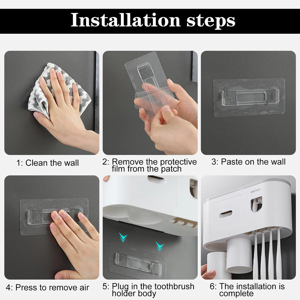 Magnetic Toothbrush Holder Organizer with Toothpaste Squeezer Dispenser Storage