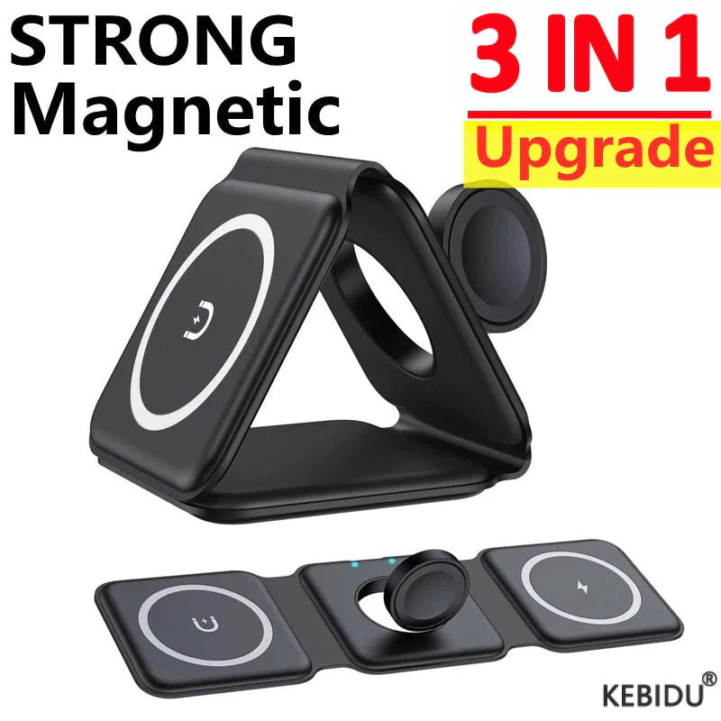 3-in-1 Fast Wireless Charger Magnetic Foldable Charging Station