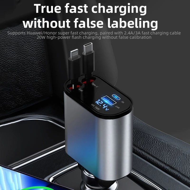 4 in 1 Retractable Car Charger