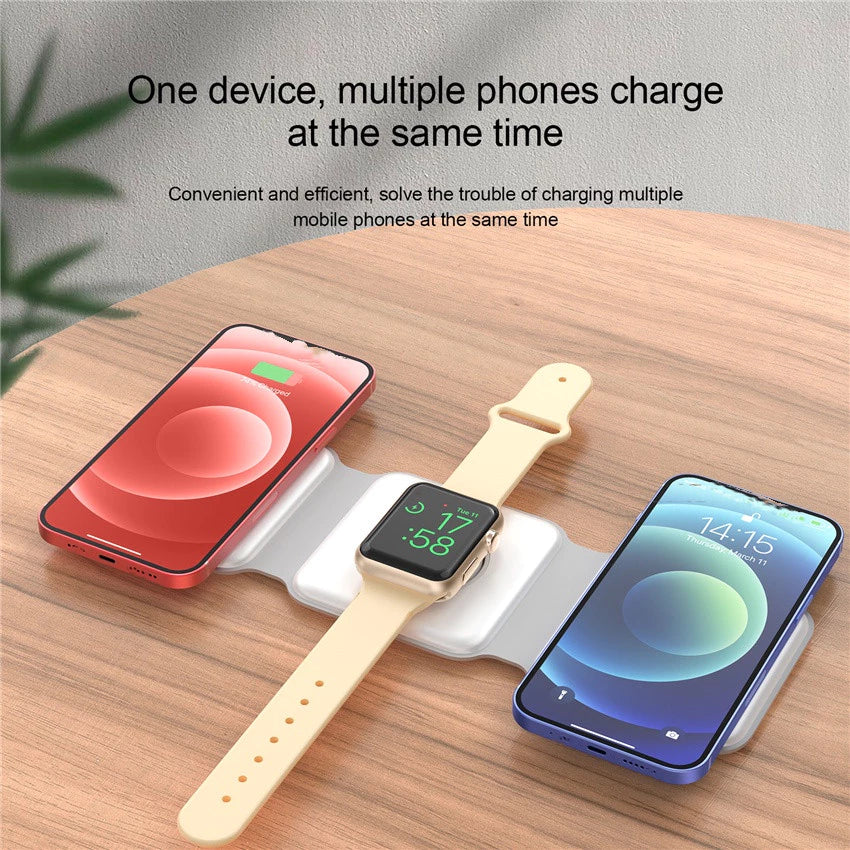 3-in-1 Fast Wireless Charger Magnetic Foldable Charging Station