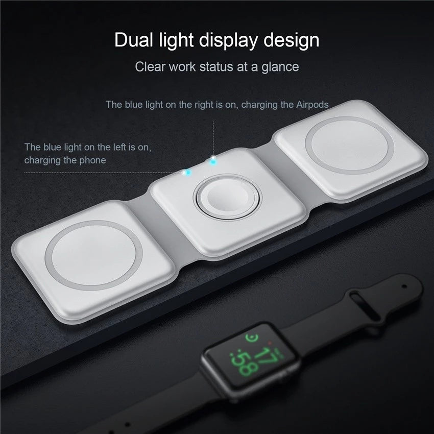 3-in-1 Fast Wireless Charger Magnetic Foldable Charging Station