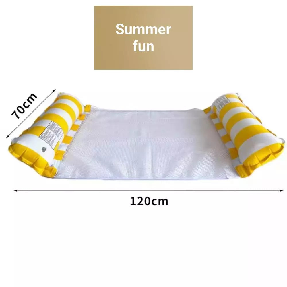 Durable Inflatable Swimming Floating Hammock Bed Water Backrest Free Pump