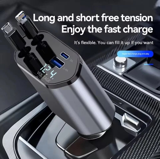 4 in 1 Retractable Car Charger